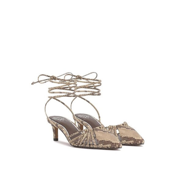 Vince Camuto Women Snake Print Lace Up Pointed Toe Heels Stiletto Shoes size 7M - Picture 4 of 9